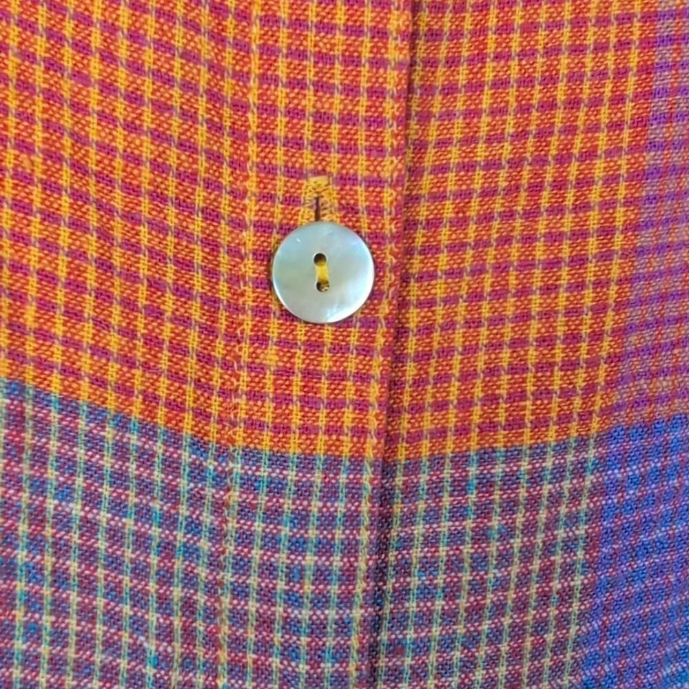Soft Surroundings Patchwork Plaid Linen Blend Galina Tunic Button Front Top - Picture 5 of 11